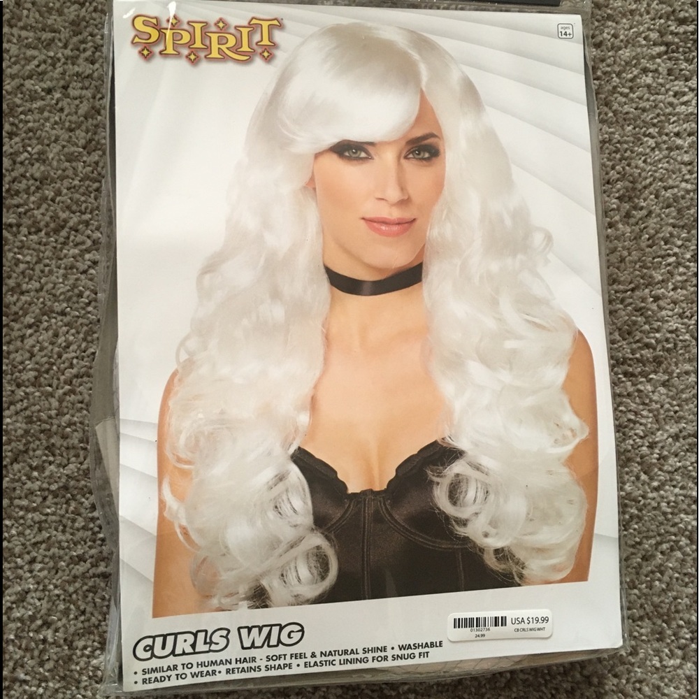 Halloweeen wig white hair curly